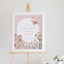 Mariposas rosadas florales para bebés señal de bie