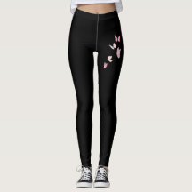 Mariposas rosadas lindas Leggings negros | Mujeres
