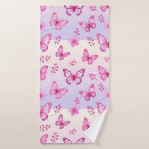 Mariposas rosadas y patrón de flores