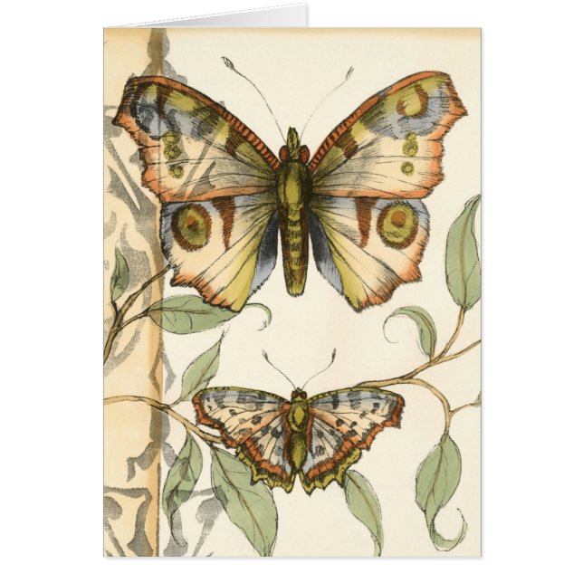 Mariposas tándem sobre hojas verdes (Frente)