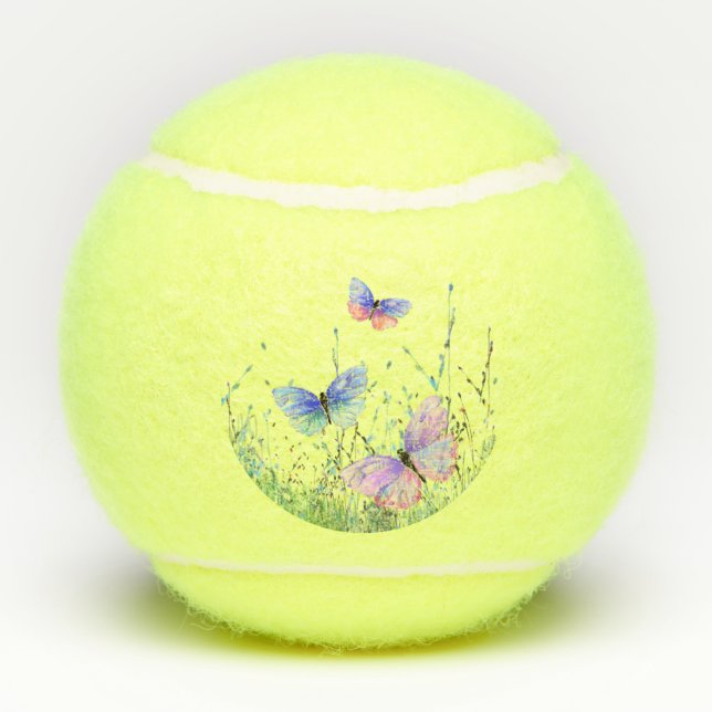 Mariposas volando en las bolas de tenis de la natu (Reverso)