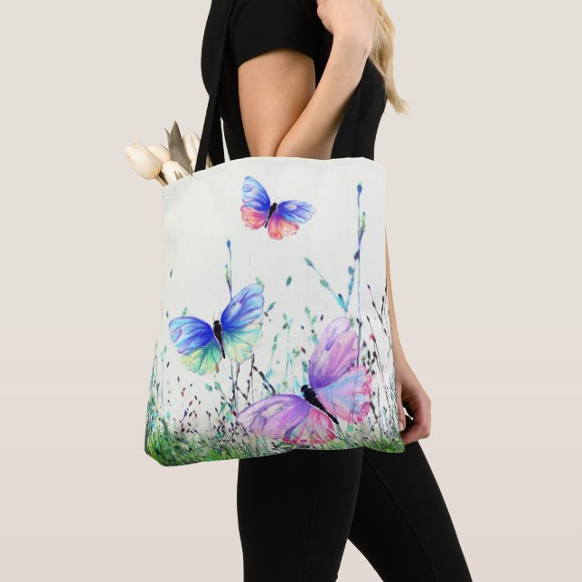 Mariposas volando la primavera de la bolsa de tote (Detalle)