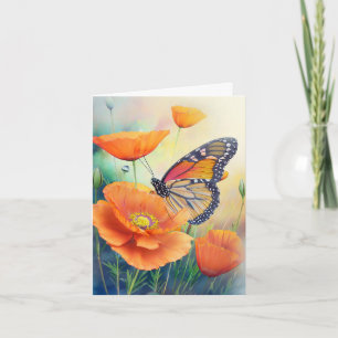 Mariposas y Amapolas Orange Botánico