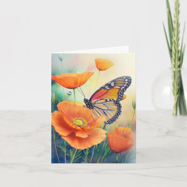 Mariposas y Amapolas Orange Botánico (Anverso)