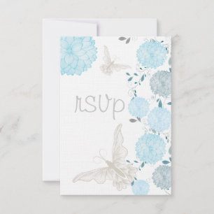 Mariposas y crisantemas azules RSVP