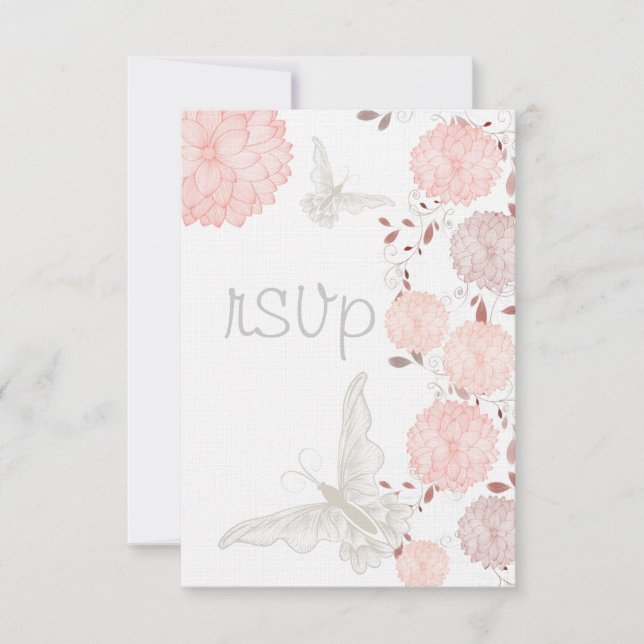 Mariposas y crisantemo de coral RSVP (Anverso)