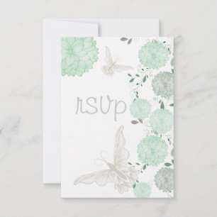 Mariposas y crisantemo verde RSVP