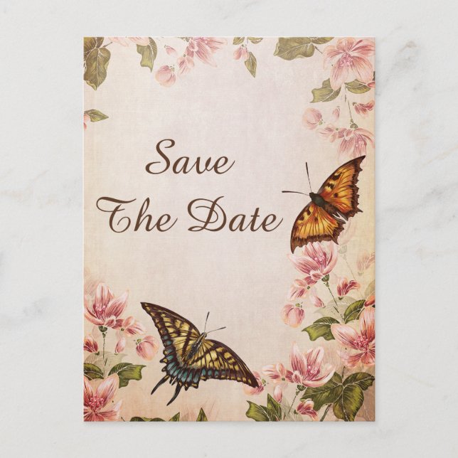 Mariposas y flor de almendro vintage - Anuncio de  (Anverso)