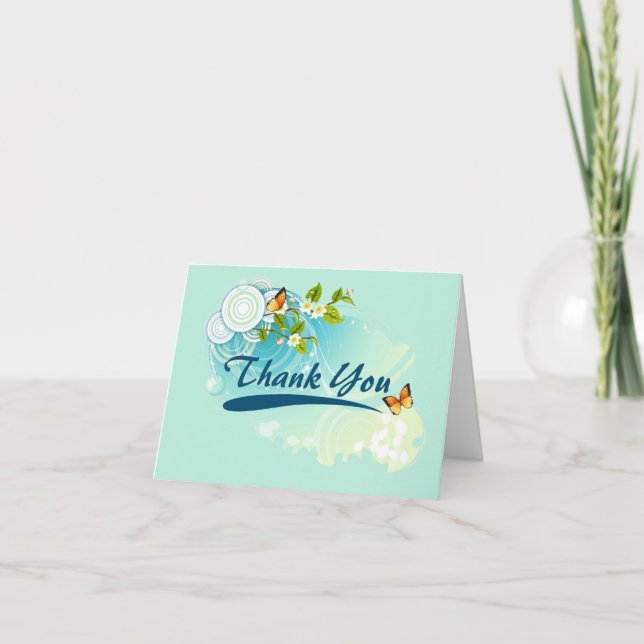 Mariposas y Floraciones de Boda Agradecimiento (Anverso)