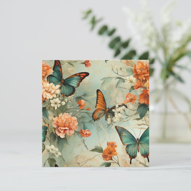 Mariposas y flores de época coloridas (10) (Anverso de pie)