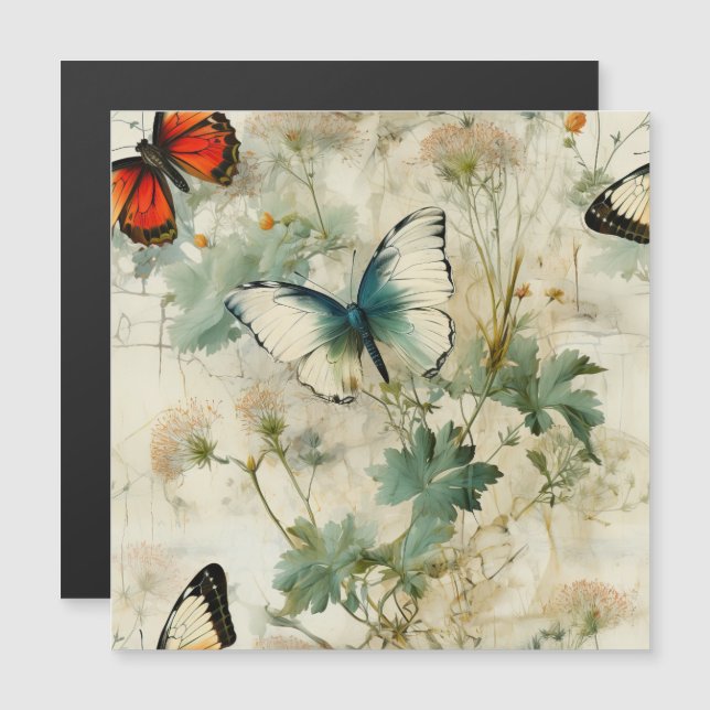 Mariposas y flores de época coloridas (2) (Anverso/Reverso)