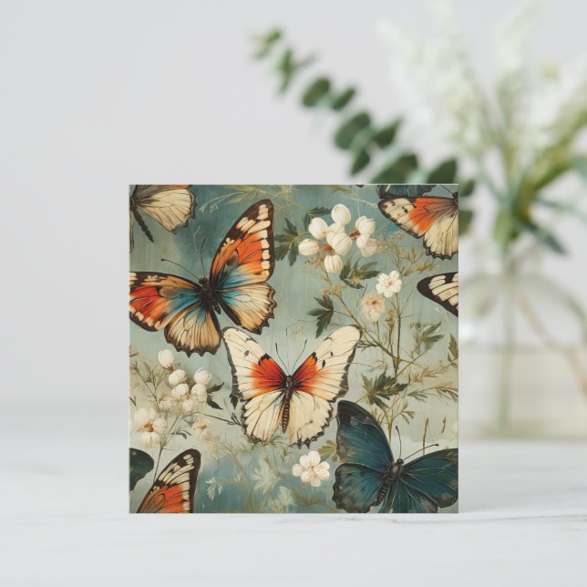 Mariposas y flores de época coloridas (5) (Anverso de pie)