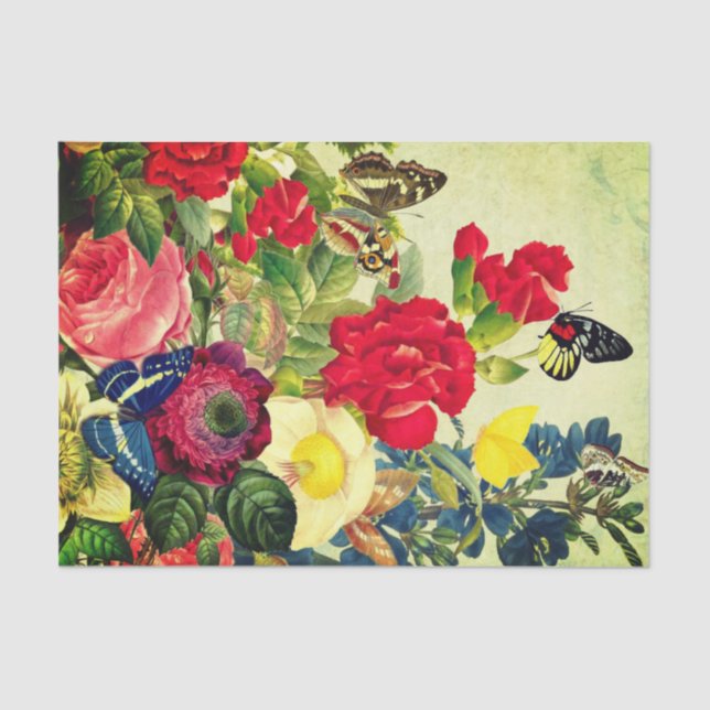 Mariposas y flores del papel seda (Anverso)