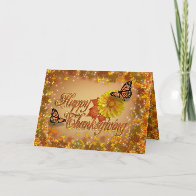 Mariposas y flores felices de la tarjeta de la (Anverso)