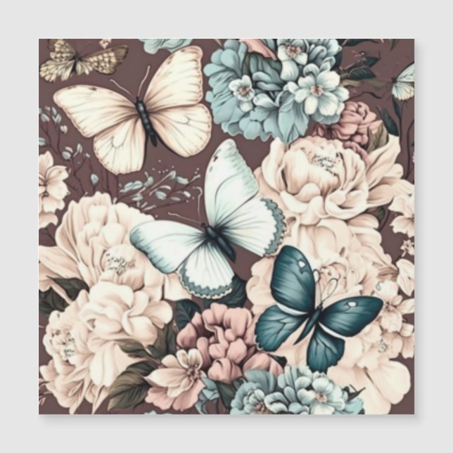 Mariposas y flores marrones (Anverso)