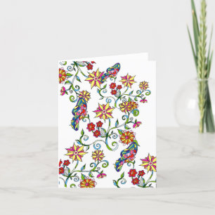 Mariposas y flores Notecard