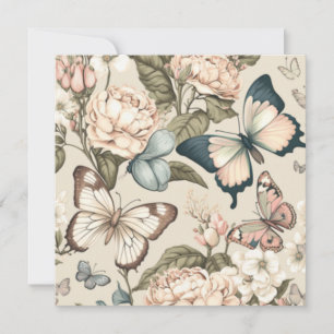 Mariposas y flores pastel