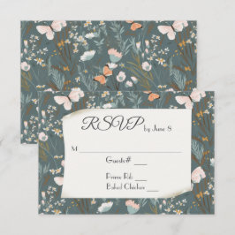 Mariposas y Flores Silvestres para RSVP de Boda
