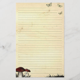 Mariposas y Papel Antiguo y Estacionado de Mushroo