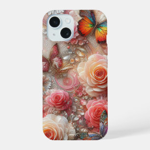 Mariposas y rosas espumosas