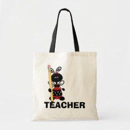 Mariquita con la bolsa de asas del profesor del