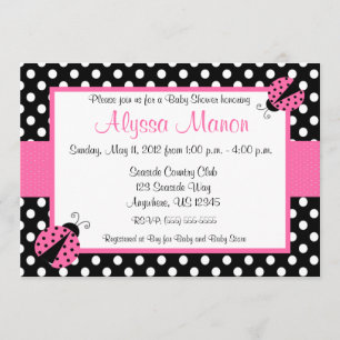 Mariquita rosada Baby Shower o invitación del