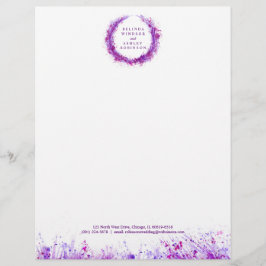 Mariscal morada salpicar membrete acuarela moderna