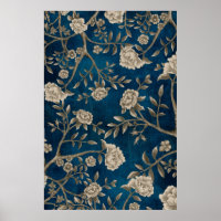 Marisma Azul Botánico Chinoiserie Flor arte