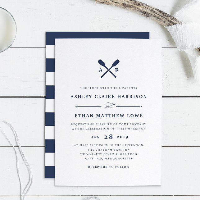Maritime | Invitación a la boda por monograma náut (Subido por el creador)