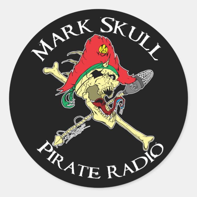 Mark Skull Pirate Radio Pegatina (Anverso)
