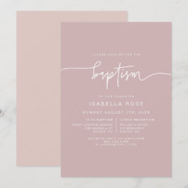 MARLO Dusty Rosa Boho Baptism Invitación