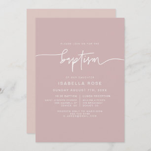 MARLO Dusty Rosa Boho Baptism Invitación