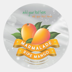 Marmalade Ripe Mango Jam Ronda Etiqueta Pegatina