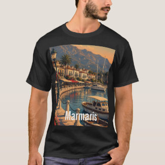 Marmaris Puerto Costero Arte Retro Camiseta para H