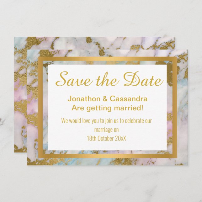 MÁRMOL ABSTRACTO DE ORO PASTEL GULD GUVE FECHA (Anverso / Reverso)