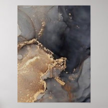 Mármol Abstracto Dorado Noir Arte de Pared – Dorad
