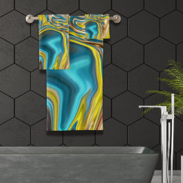 mármol abstracto giratorio amarillo azul turquesa