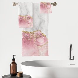 Mármol Blanco Agata Rosa Pastel Brillo Dorado