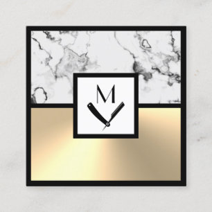 Mármol blanco falso y tarjeta de visita cuadrada 