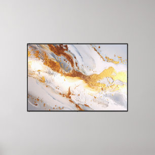 Mármol Blanco, Gris y Dorado – Arte Abstracto