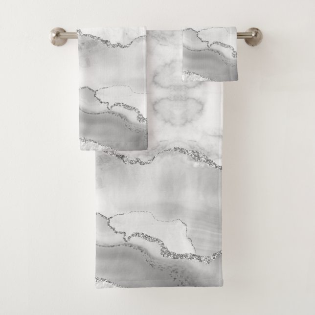 Mármol Blanco Moderno de Ágata Plateado Brillo Fal (In situ)