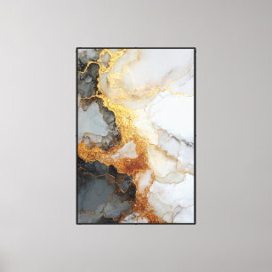 Mármol blanco y gris con vetas doradas: arte abstr