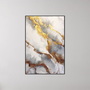 Mármol blanco y gris con vetas doradas: arte abstr