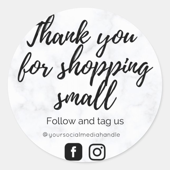 Mármol blanco y negro Gracias Pegatina (Anverso)