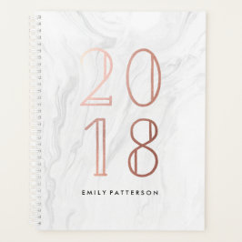 Mármol blanco y oro Rosa | Planificador personaliz