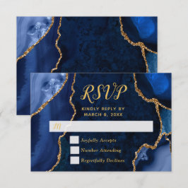 Mármol de Ágata Dorado y Azul Marinho RSVP