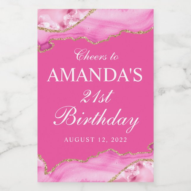 Mármol de Ágata Rosa y Dorado (Etiqueta única)