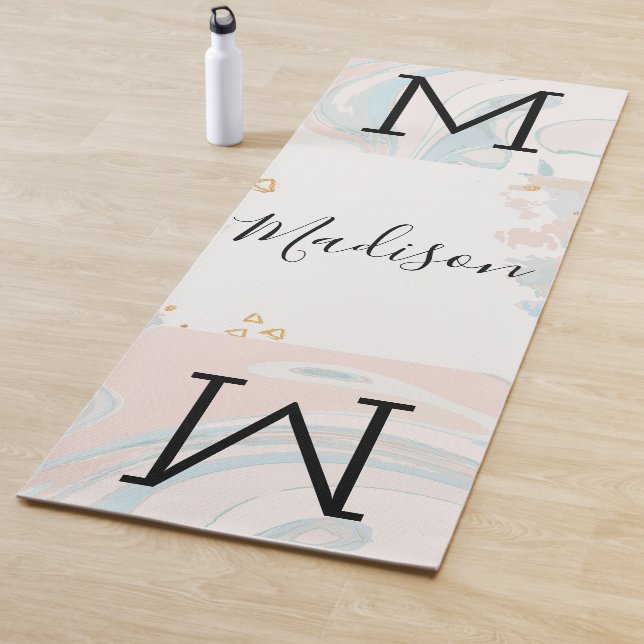 Mármol de coral azul Moda Monograma Yoga Mat (In situ)