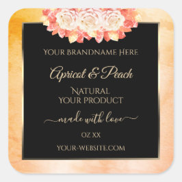 Mármol de coral de melocotón floral y etiquetas de