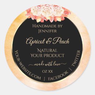 Mármol de coral de melocotón floral y etiquetas de
